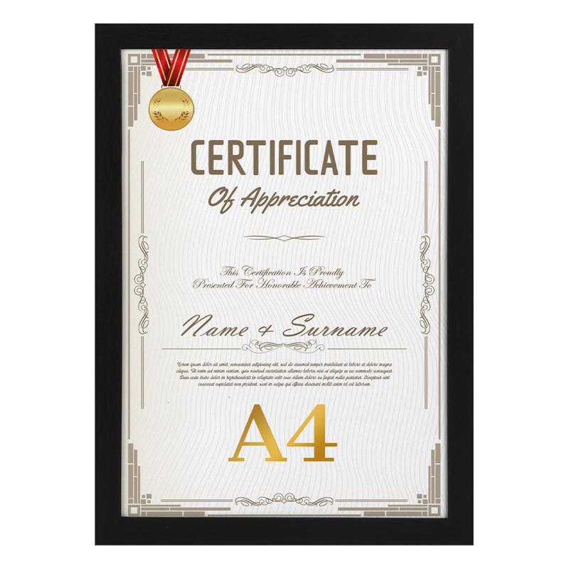 Vasemouh A4 賞状 額縁 壁掛け 卓上兼用 フレーム 210x297mm 写真 額 ブラック 1枚