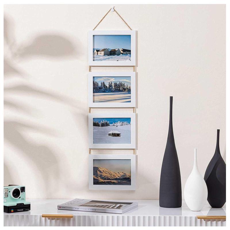 フォトフレーム 木製 L判 KG判 3面 3連 折りたたみ 壁掛け 吊り下げ式 写真立て 複数枚 額縁 10*15cmの写真に最適 白 おしゃれ 北欧風 展示 ポストカード 絵画 風景写真 お洒落 デザインフォトフ