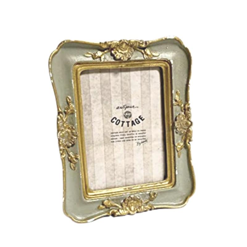 0604gy レクタングルフォトフレーム 巾9.5×高11cm（窓5.5×8）グレー アンティーク風仕上げ 小さい エレ..