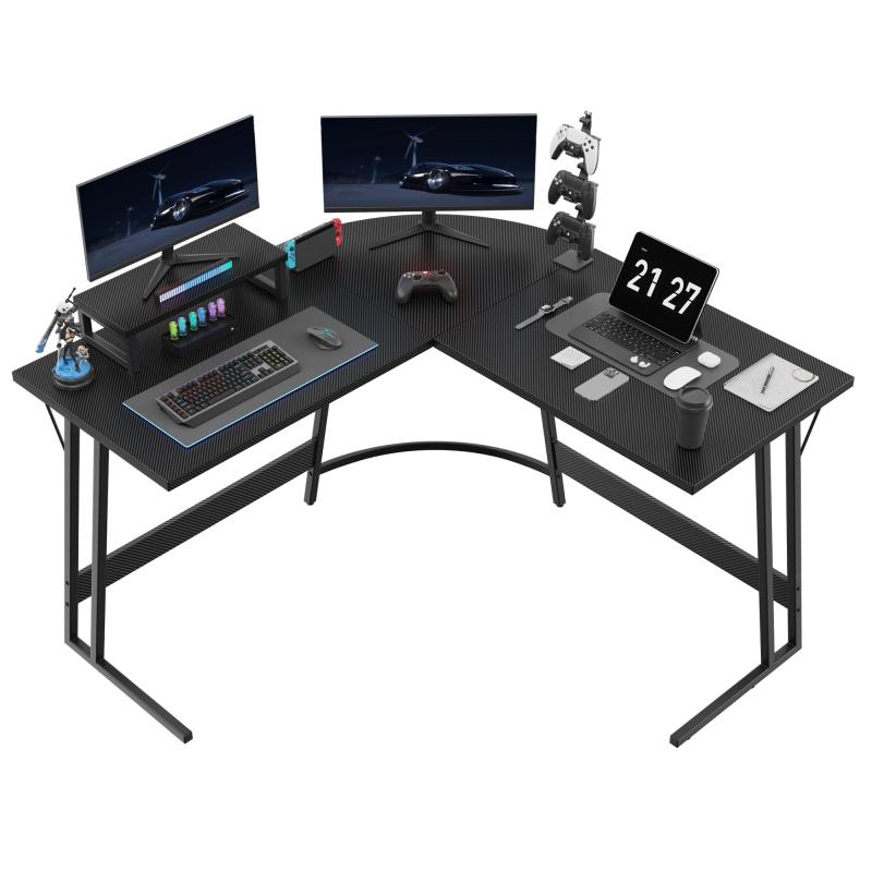 Anovara ゲーミングデスク L字デスク pcデスク カーボン調 デスク モニター台付き 幅110cm*110cm パソ..