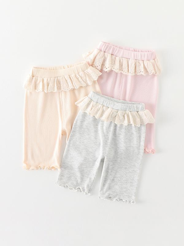 女児 七分丈 打底パンツ 女ベビー 夏用 接触冷感 レイヨン混 柔らかい 伸縮性 ミドルウエスト 純色 かわいい ピンク系 グレー ベージュ 通年 普段使い