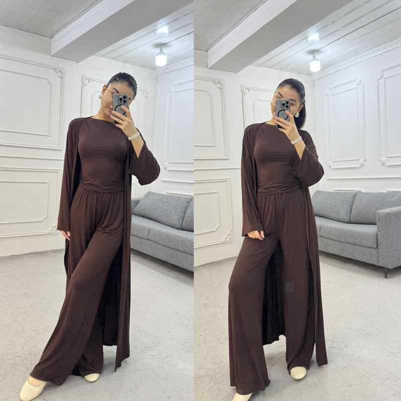 レディース 春夏 トップス ロングパンツ セット 丸首 修身 ゆったり ストレッチ ワイドレッグ 弾力 涤纶 ポリエステル 接触冷感 吸湿速..