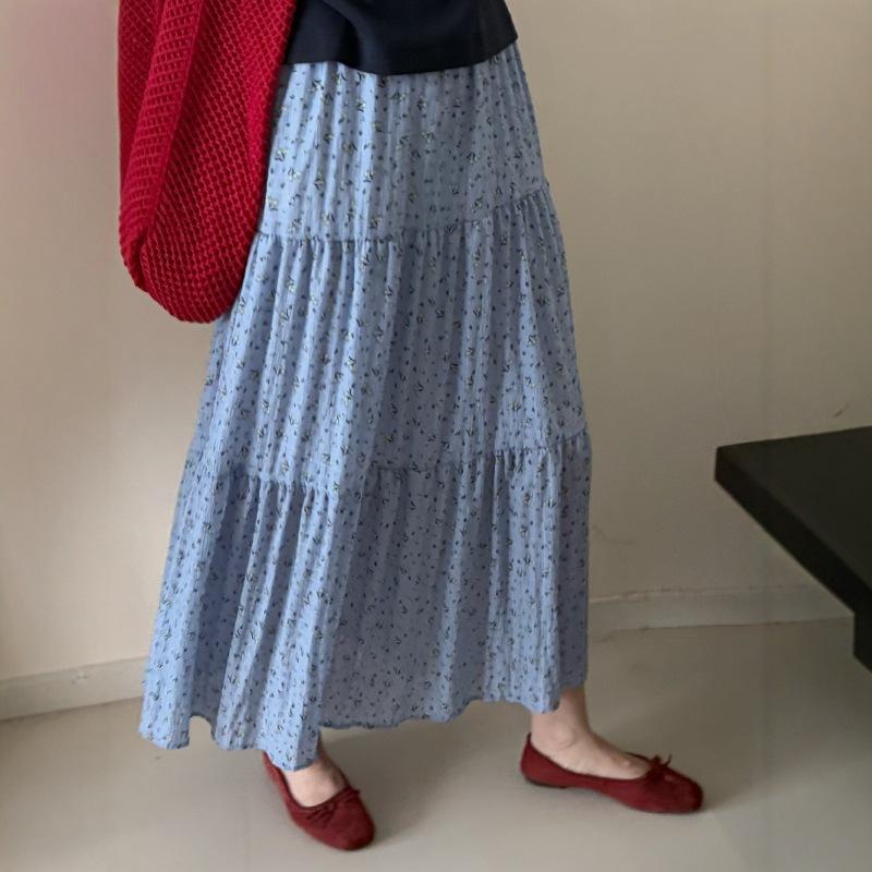 半身スカート 女性用 夏 春夏 コットン混 接触冷感 フレアスカート 中長丈 Aライン...