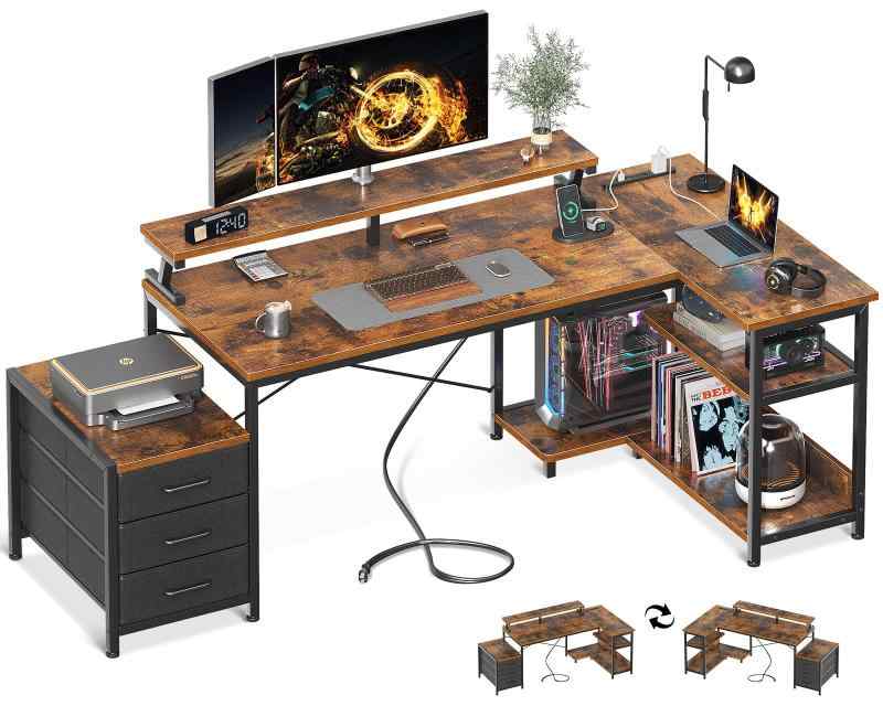 AODK パソコンデスク 幅184/146cm 引き