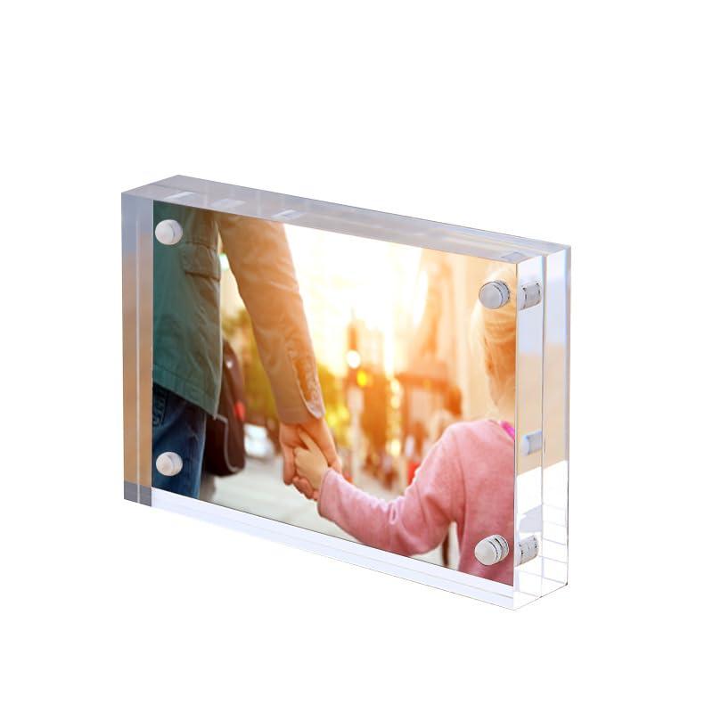 写真立て アクリルフォトフレーム ブロック型 アクリル フォトフレーム L判 Lサイズ 2L判 2Lサイズ マグネット 透明 クリア 縦横兼用 両面使用可能 ギフト プレゼント 記念日 写真 展示 ディ
