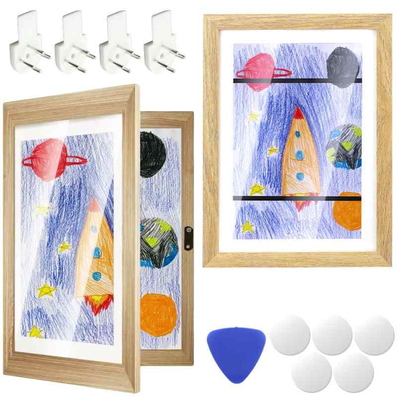 壁掛けアートフレーム A4 額縁 大容量 ポスター 子供の絵 作品展示 思い出保存 2個