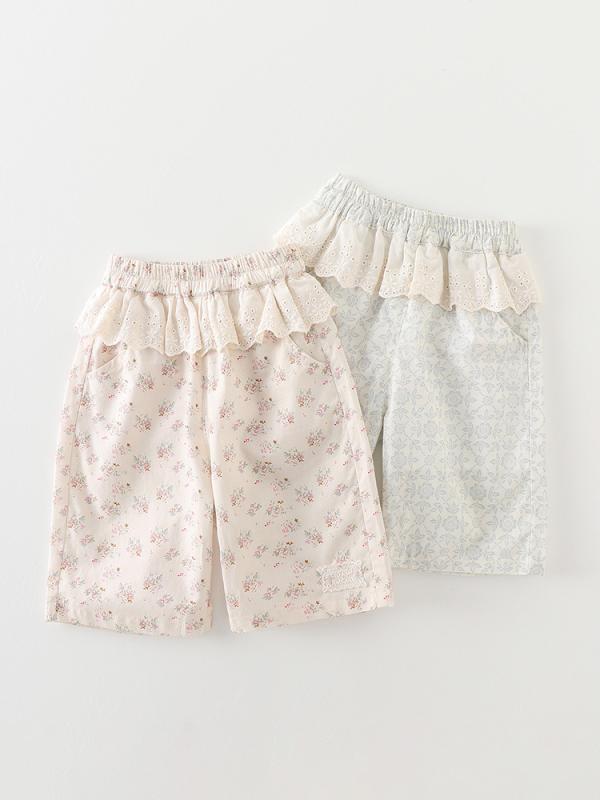 女の子 キッズ 七分丈 夏用 防蚊 綿 接触冷感 開脚 柔らかい 花柄 花边 花朵 ピンク ブルー 軽量 吸湿速乾 かわいい 普段使い カジュアル ベビー 1-3歳