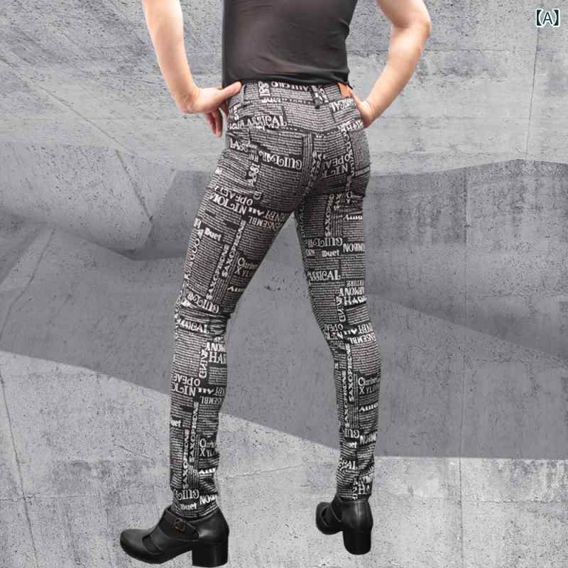 メンズ 牛仔パンツ タイトフィット スリムレッグ 低腰 ロング丈 マイクロストレッチ 薄手 黒 白色 プリント アルファベット柄 コットン混 ポリエステル混 ストレッチ ビジネスカジュアル ストリートスタイル 普段使い 通勤 ヨガ ランニング 軽量 快適