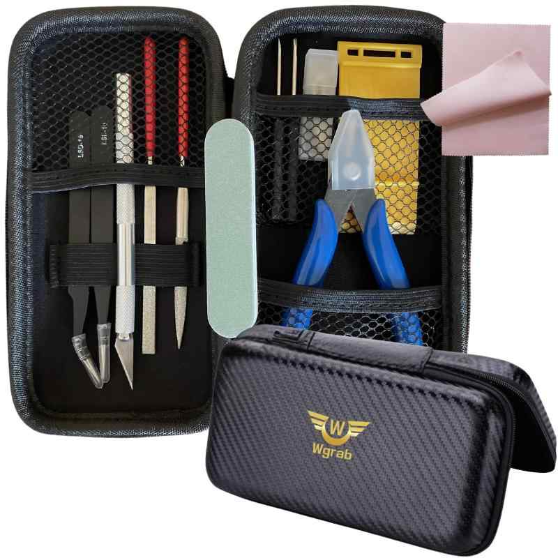 Wgrab プラモデル用工具セット 入門ツール オリジナル収納ケース入り クラフトツール 初心者 薄刃ニッパー モデラーズナイフ ダイヤモンドヤスリ ピンセット 精密ドライバー