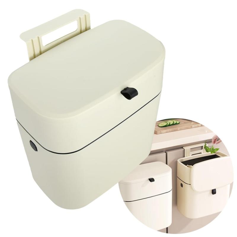 吊り下げ式ゴミ箱 壁掛け 袋が見えない 防臭対策 蓋付き 穴開け不要 スリムサイズ 台所