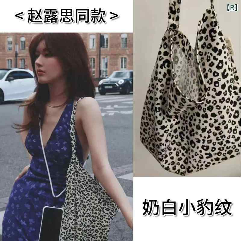 乐天商城 - トートバッグ 女性用 ヒョウ柄 キャンバス ショルダー 中型 横型 ソフト 日常使い 街頭スタイル ミルクホワイト クリーム色 イエローブラウン ブラウン グレー ブルー フラワー柄 パイスリー ナビーブルー グリーン コットン 軽量 トート 鞄 母子