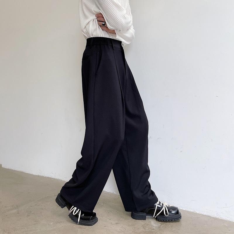パンツ メンズ 秋 ビジネスカジュアル 韓国風 ワイドレッグ ストレート ミドルウエ...