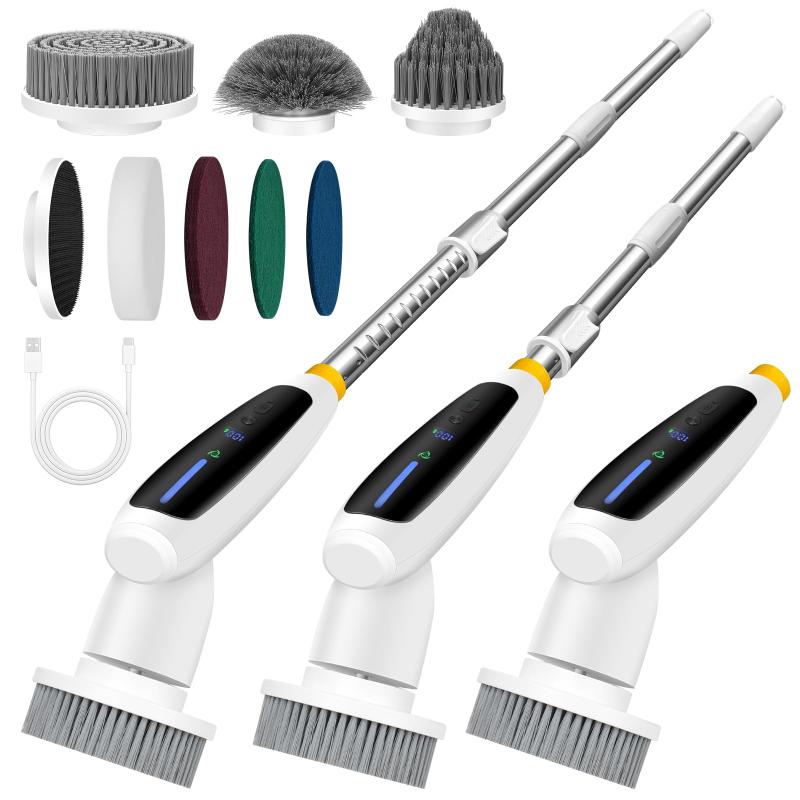 Lefon 電動お掃除ブラシ デッキブラシ バスポリッシャー コードレス お風呂掃除 2000mAh大容量 IPX7防水 7つ替えブラシ付 伸縮式 浴室 キッチン トイレ 玄関 掃除用 年末大掃除 プレゼント