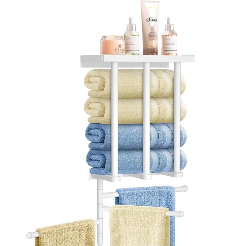 Forthcanタオル掛け タオルラック タオルホルダー 回転式 壁に取り付け 洗面所 収納 タオル置き 約W38×..