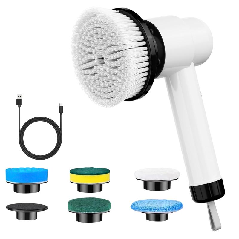 電動バスポリッシャー ブラシ 8種類の取り替えブラシ付き コードレス・USB C充電式 2600mAh大容量 手持ち式 浴室・浴槽・トイレ・床・窓・壁・玄関・車の掃除に最適 年末の大掃除にぴったり