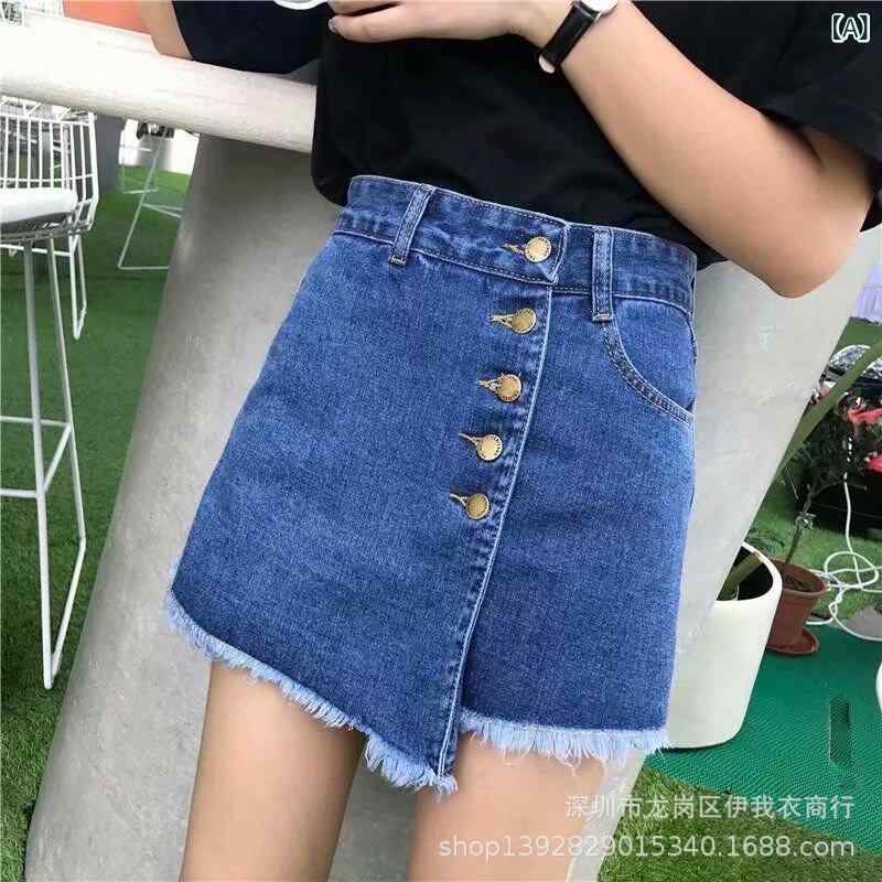 デニム ショートパンツ 女性用 高腰 ワイドレッグ 膝上丈 ミディアム厚 手磨き加工 ブルー ブラック ベージュ 気質 通勤 普段使い コットン 素材 伸縮なし 大型ベル型 簡単ケア 春夏 軽量 涼しい 切り替え デザイン ハイウエスト シルエット スタ