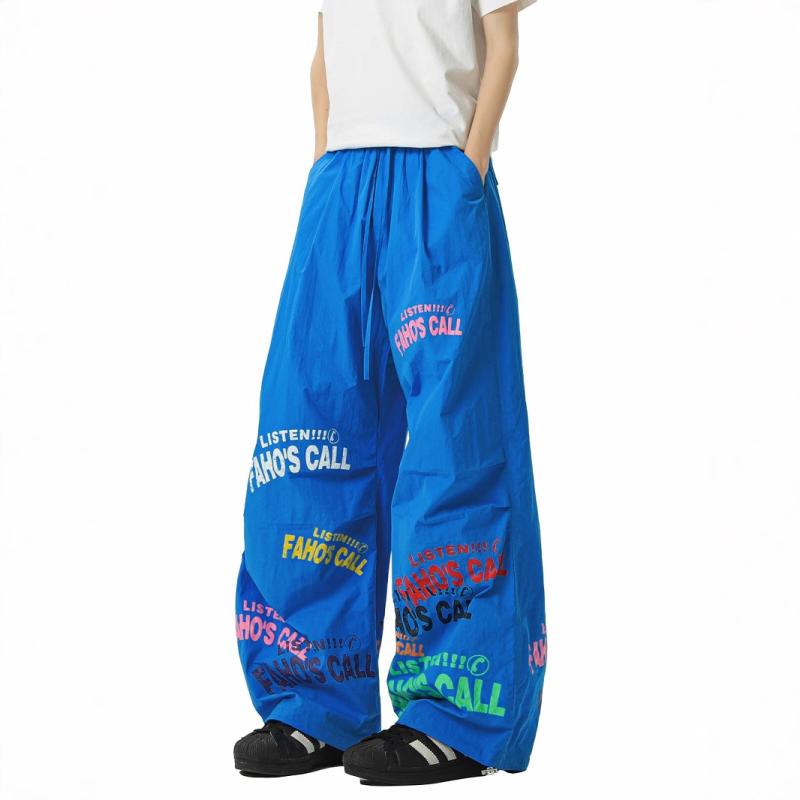 カーゴパンツ メンズ レディース 春夏 秋冬 通年 ゆったり ワイドレッグ ロングパンツ ミッドライズ ドローストリング ストレート ポリ..