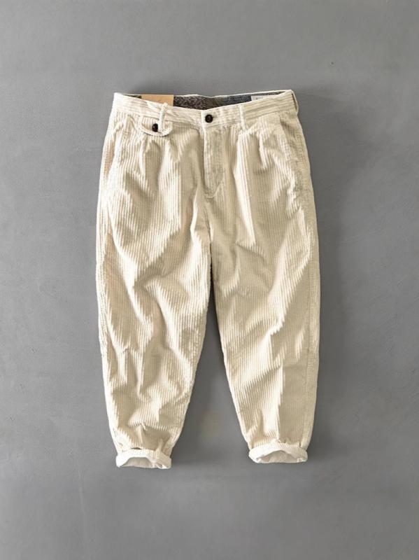 メンズ 工装パンツ 灯芯绒 素材 ポリエステル 70% 混紡 直筒 シルエット ミッドラ...