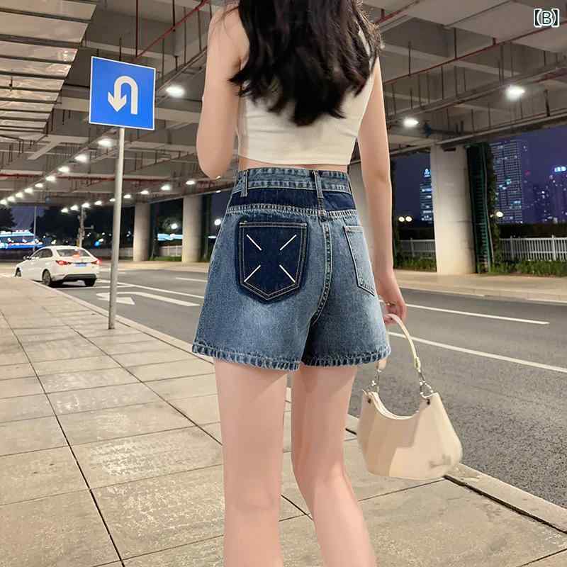 ショートパンツ 女性用 夏 デニム 高腰 ワイ...の紹介画像3