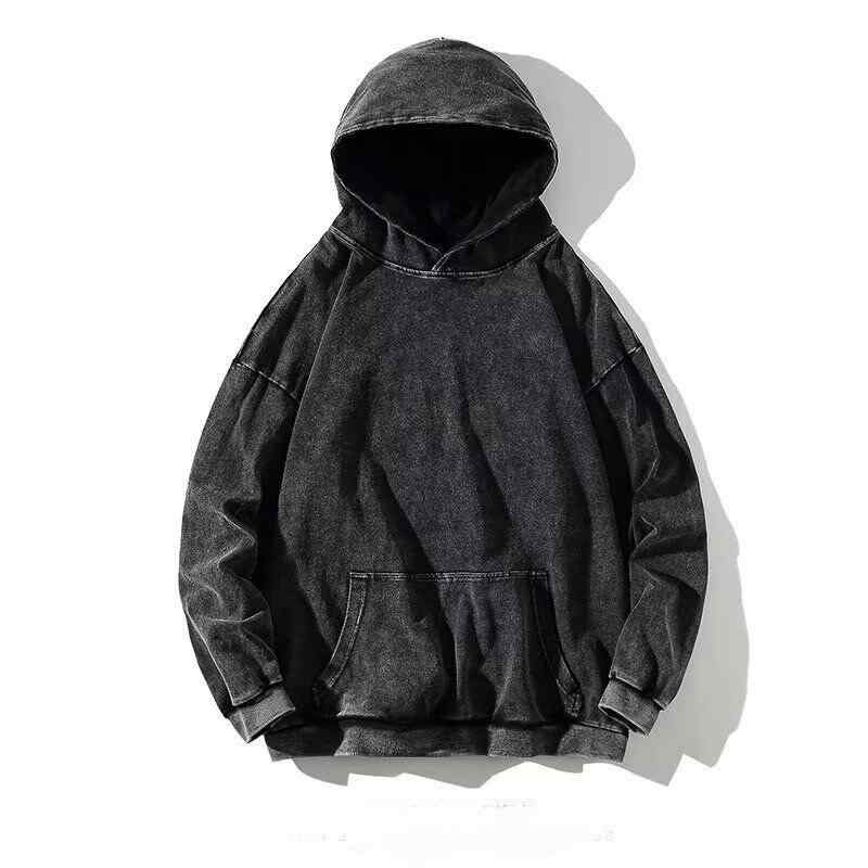 Other Apparel - パーカー メンズ レディース 連帽 セットアップ トップス 綿 素材 長袖 ルーズフィット ヒップホップ スタイル 洗い加工 ビンテージ 風 ブラック 日常使い 側面ポケット 春夏 秋冬 通年 青少年向け カジュアル アウトドア 軽量 伸縮性