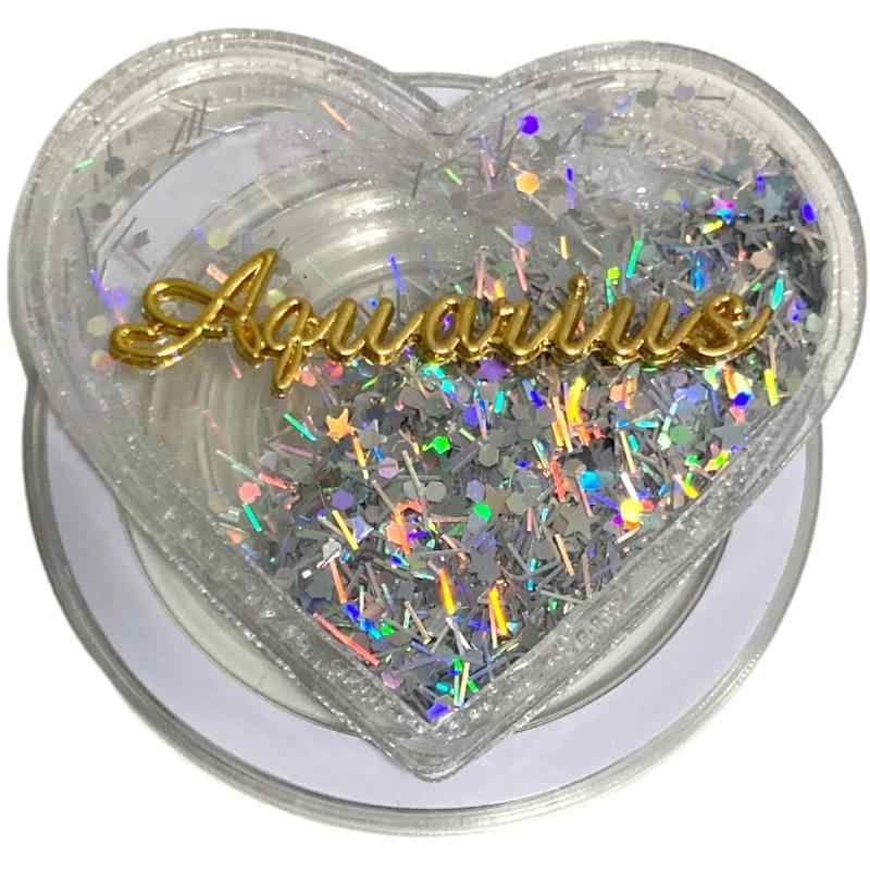 ハート キラキラ シェイカー MagSafe対応 磁力吸着 マグネット 粘着式 両面テープ 折りたたみスマホグリップ ソケッツ 韓国 スマホリング リング スタンド グリップトック バンカーリング ス