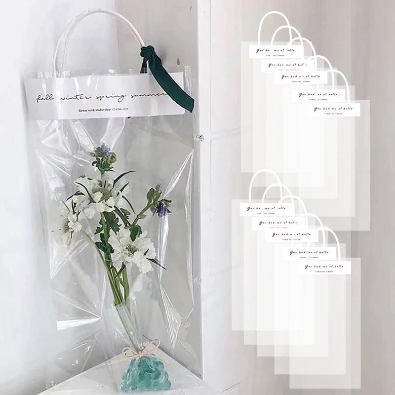 morytrade フラワーバッグ 花 袋 持ち運び ラッピングバッグ 手提げ 透明 生花 プレゼント