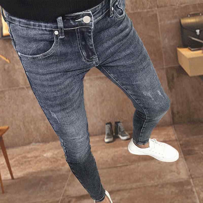 メンズ デニムパンツ 秋冬 9分丈 スリムフィット 小脚 コットン 中腰 ストレッチ ランダムカラー ポケット デザイン ユニセックス テーパード レギュラー フィット カジュアル 普段使い 伸縮性 通勤 通年 デイリー ファッション 軽量 快適 スタイ