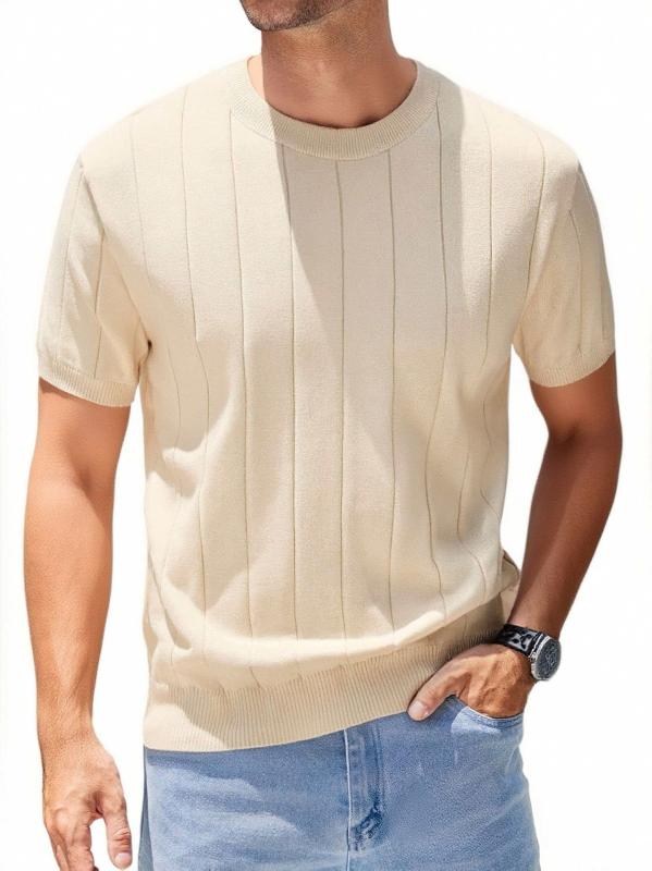 Tシャツ メンズ 春夏 薄手 短袖 丸首 綿混紡 ポリエステル 透気性 ゆったりシルエット 軽量 針織トップス 男性用 ティーシャツ 杏色 白色 春秋 レイヤード 軽熟スタイル 無印線 免燙加工 18-24歳 青少年向け 日常カジュアル