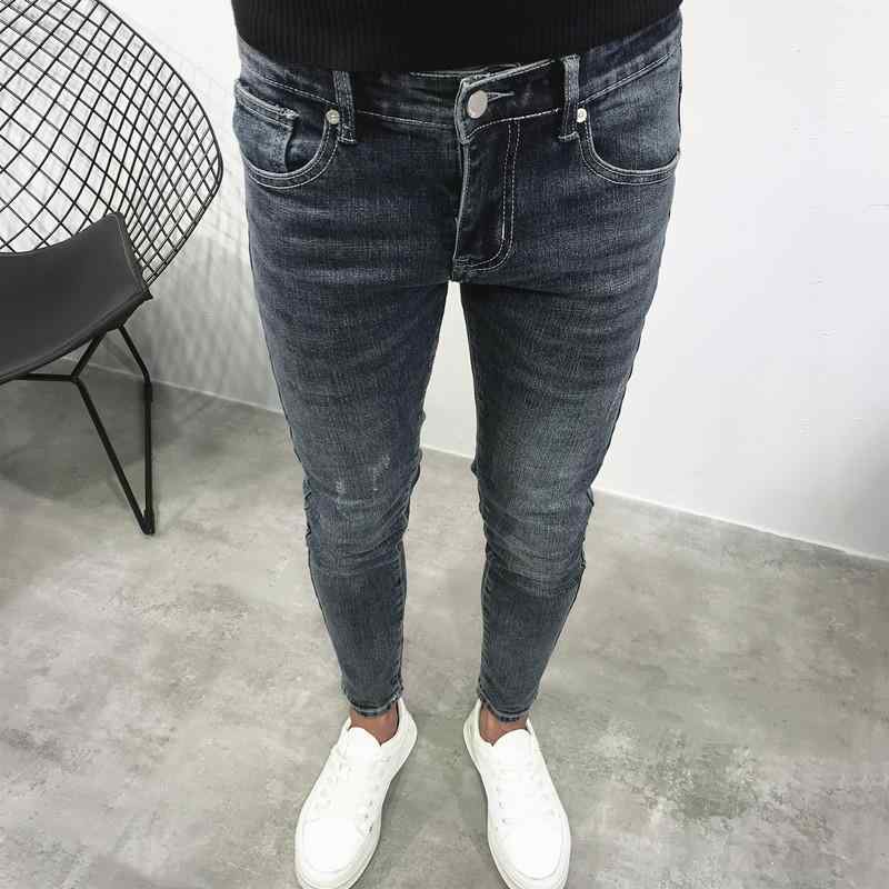 メンズ デニムパンツ スリムフィット テーパードレッグ コットン混 ストレッチ ミッドライズ ジップフライ ロング丈 プ…