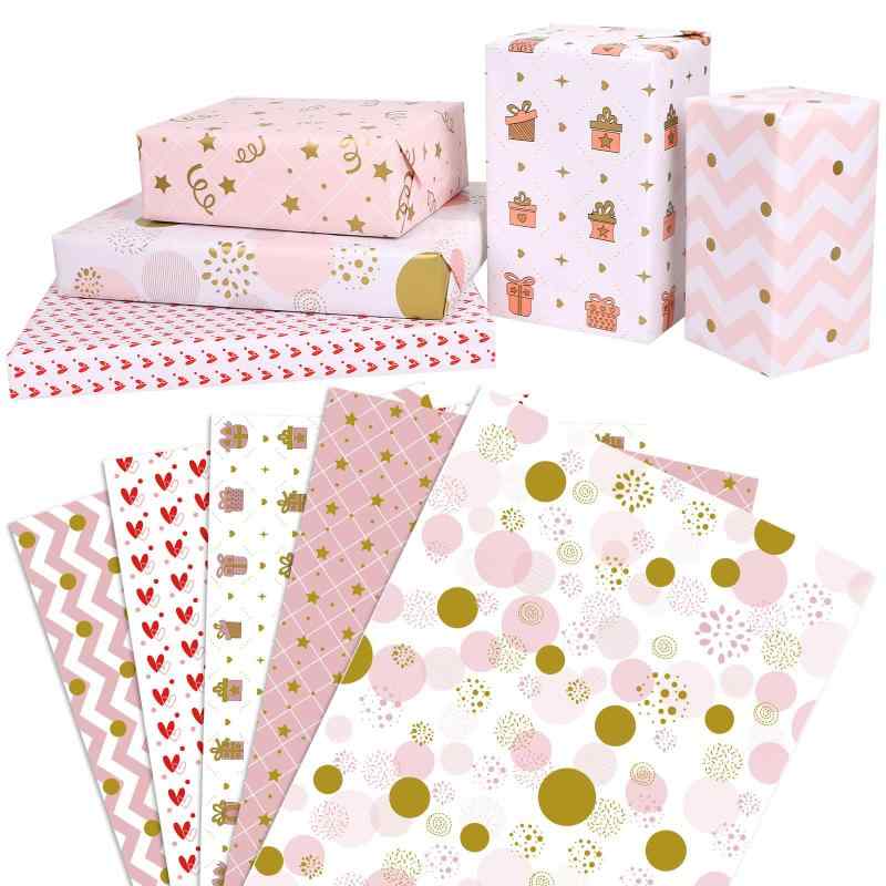 CCINEE 包装紙 ラッピング ペーパー 包装 用 紙 大判 大きい おしゃれ かわいい デザイン プレゼント クリスマス材質：コート紙　　　サイズ：43*300CM　　　数：柄違い5枚（❤ロール状で運輸します。）メリット：ロール状で運輸するので、折り目が有りません；大きいサイズ、さまざまなサイズのプレゼントを包装できます。デザイン：ゴールドとピンクの柄が可愛いです。 特徴：つるつる感のコート紙は、発色が良く、色の再現性に優れています幅広い用途：本やギフトボックスを包むためのラッピングペーパーとして使用でき、手帳を飾るための素材としても使用できます。適用：プレゼント包装紙として、 クリスマス、バレンタインデー、母の日、子供の日、誕生日、ハロウィンなどいろいろなシーンにおすすめです。