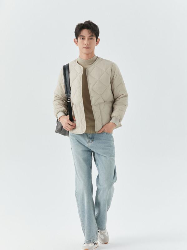 Rakuten - コート メンズ 学生 冬用 厚手 長袖 保暖 上着 綿服 トップス 韓風 開襟 シングルブレスト ノーカラー ルーズフィット 無地 純色 ニット ナイロン100 ポリエステル裏地 立体ポケット ストレートヘム ゆったり大サイズ 軽量 防寒 秋冬 日常使い