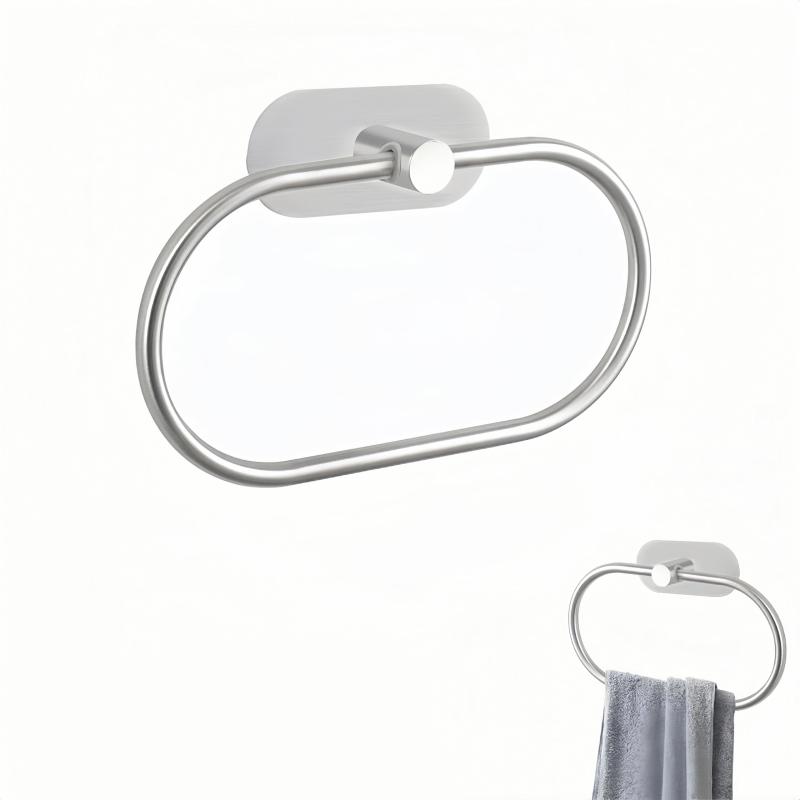 304ステンレス製 ラウンド型タオルリング 壁掛けタオルホルダー 浴室用 タオルハンガー