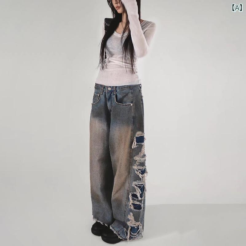 デニムパンツ 女性用 韓国風 潮流 破れ加工 ...の紹介画像2