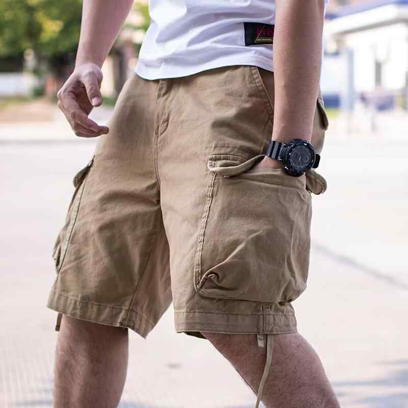 メンズ 工装ショーツ 夏用 ワイドパンツ 多ポケット ポリエステル 素材 微弾性 グリーン ブラック ダークグレー カーキ カラーバリエー..