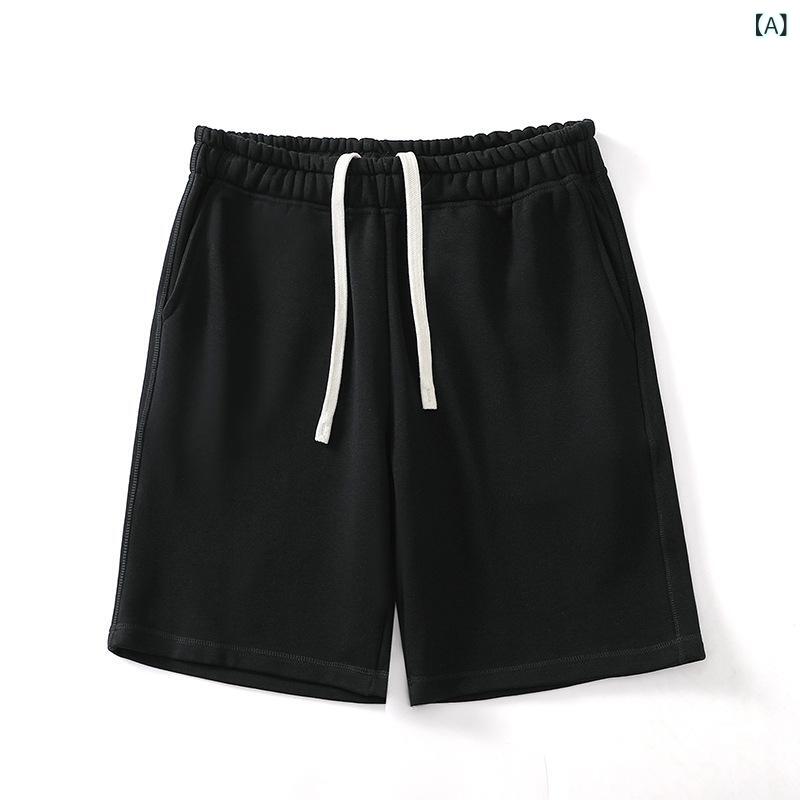 メンズ 短パン 綿 毛円 トップス 夏 男性用 夏用 5分丈 ショートパンツ 綿85% ポリエステル15% 微弾力 ゆったり スポーツスタイル ブラ..