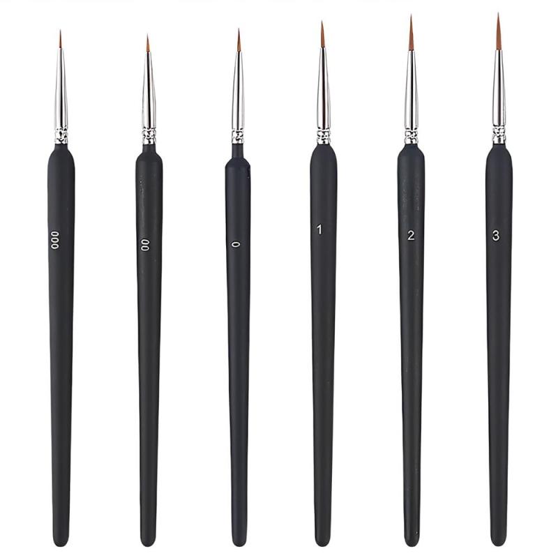 面相筆 極細 勾線筆 画筆セット 水彩筆 プラモデル塗装筆 油絵 アクリル画 絵の具 筆 水墨画 細部まで描ける 線描筆 疲れにくいデザイン 手に馴染む持ちやすさ ブラック 6本セット