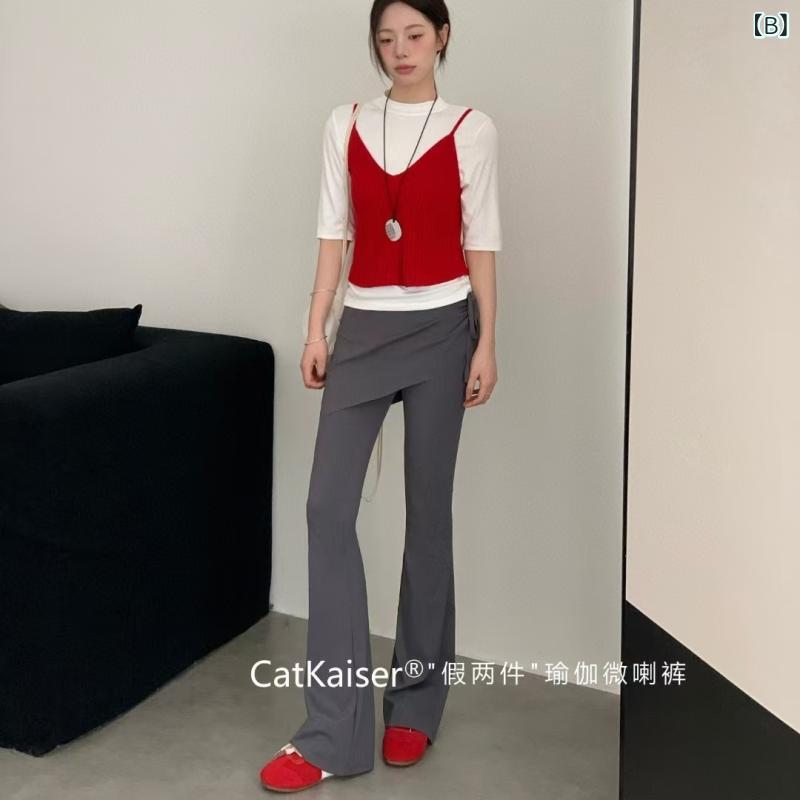 レディース 春夏 ヨガパンツ 微喇 修身 切り...の紹介画像2