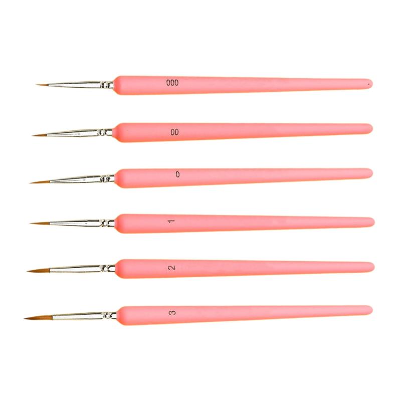 DEVENTORZ 極細 面相筆 6本セット ナイロン筆 プラモデル塗装 水彩画 アクリル画 日本画 フィギュア デザイン ネイル 勾線筆 絵筆 画筆 塗装筆 水墨画 初心者向け プレゼント対応 000-3号