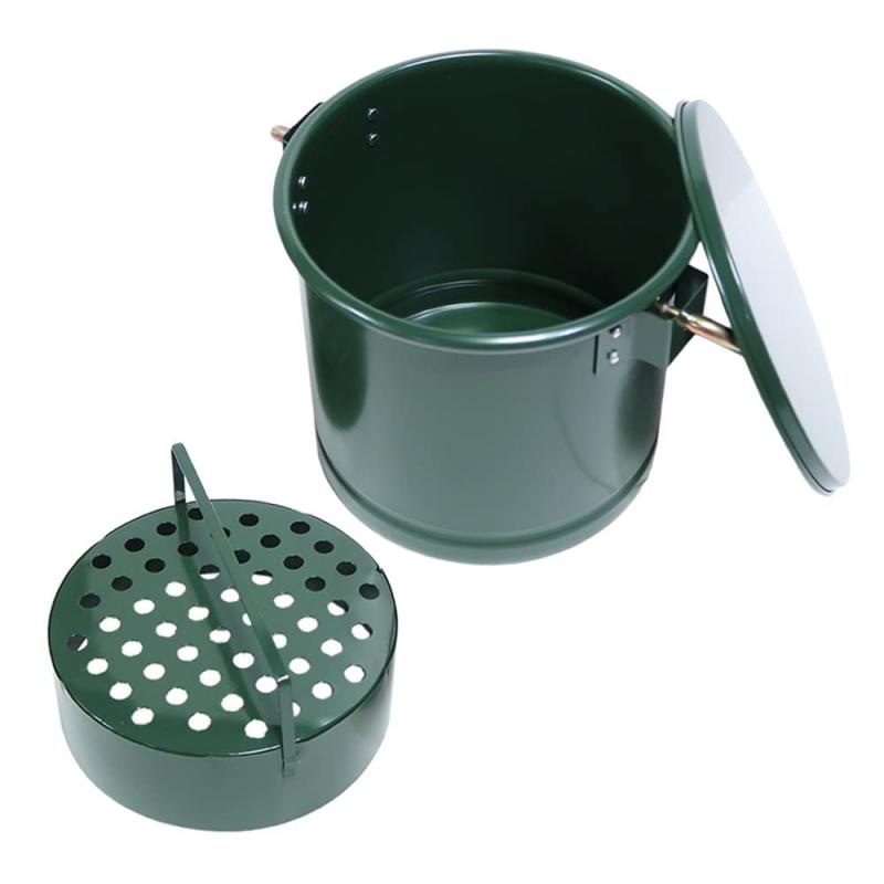 ホルベインアート BRUSH WASHER 日本製 [油彩画・油絵用 スチール製「筆洗器」アトリエ型（バケツ型）緑色 口径140φ×H140mm] ひっせんき Brush-cleaning Container