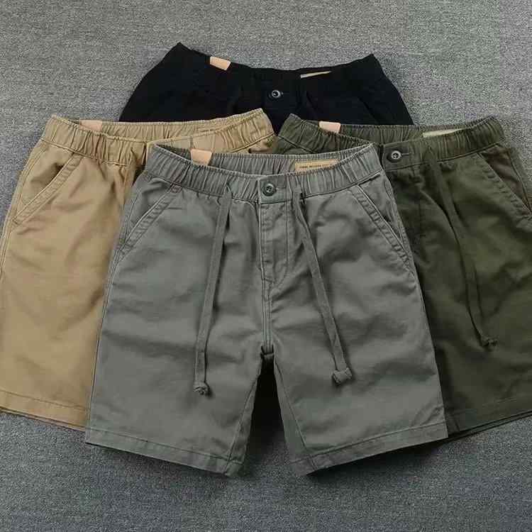 メンズ ショートパンツ 夏用 綿混紡 微弾性 直筒型 レトロスタイル 通勤 普段使い 軽量 吸湿速乾 修身シルエット グレー グリーン ブラ..