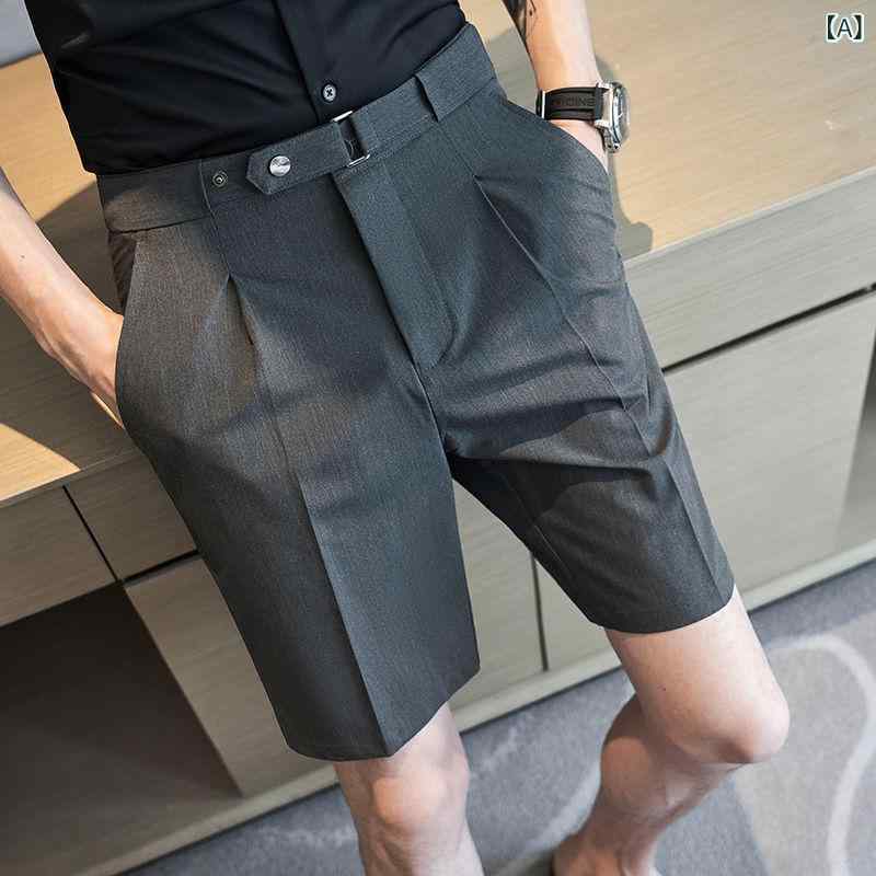 メンズ ハーフパンツ 夏用 薄手 軽量 接触冷感 ポリエステル 伸縮性 ワイドレッグ ゆったり ビジネスカジュアル 普段使い 深灰 黒 ベー..