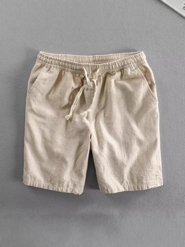 褲子 - メンズ 夏用 ショートパンツ 麻 綿 素材 接触冷感 吸湿速乾 軽量 透気性 直筒 シルエット ハイウエスト 韓国スタイル カジュアル 日常使い スポーツ 活動 春夏 秋 ブラック グレー カーキ ネイビー レッド ベージュ