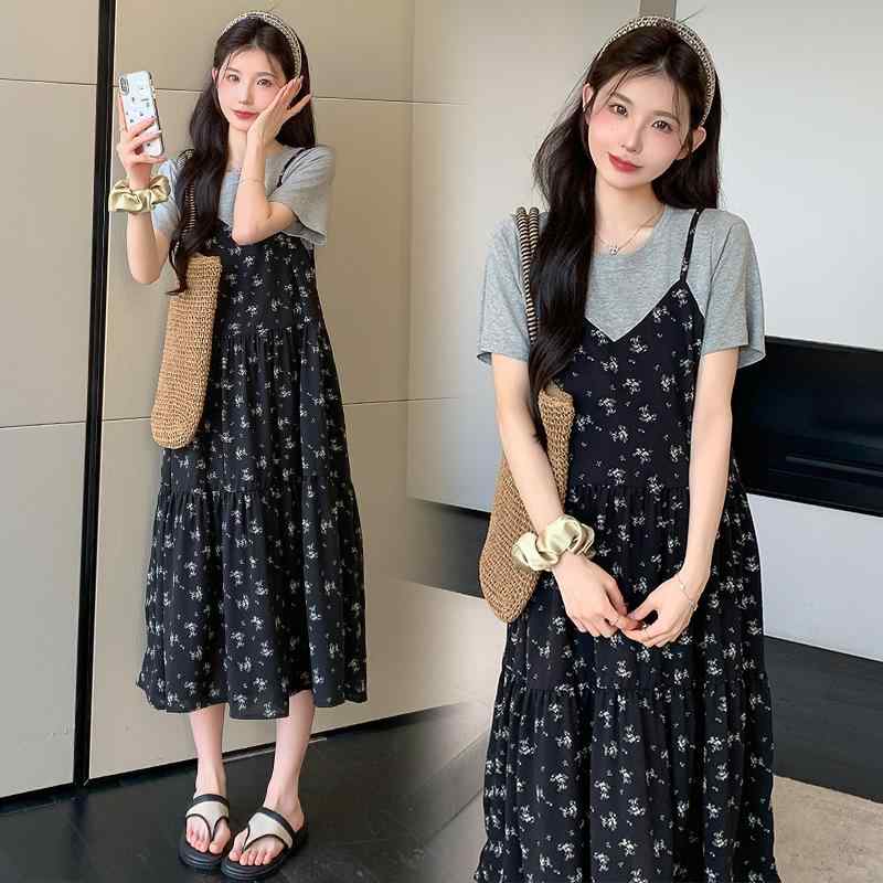 ワンピース レディース 綿 シフォン 花柄 切り替え ミモレ丈 ゆったり 体型カバー マタニティ 春夏・カテゴリ: 连衣裙・ネックライン: クルーネック・袖丈: 三分袖・素材: ポリエステル・素材混率: 95%以上・柄: 小花柄・スカート丈: ミモレ丈・カラー展開: ブラック系小花柄、杏色系小花柄・サイズ展開: M,L,XL,2XL・スカートシルエット: Aライン・スタイル: ナチュラル・フェミニン・流行要素: プリーツ・袖型: レギュラー袖・加工: ノーアイロン加工・素材2: 綿