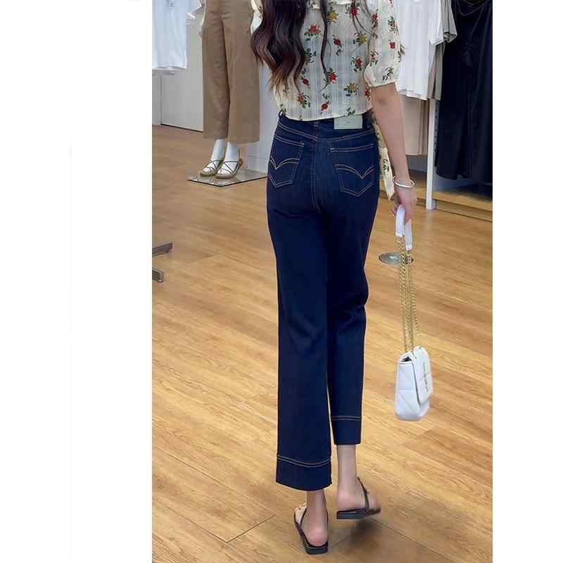 ・主な素材: 綿50-70% 牛仔布・スタイル: 都市風 気質通勤・カテゴリ: 牛仔パンツ・パンツ型: 直筒型・パンツ丈: 九分丈・ウエスト: 高腰・厚み: 中厚・伸縮性: 中伸縮・流行要素: ポケット・カラー展開: ブルー・サイズ展開: S、M、L、XL、2XL、3XL、4XL、5XL・加工: 水洗 ボタン 加工仕上げ ジッパー