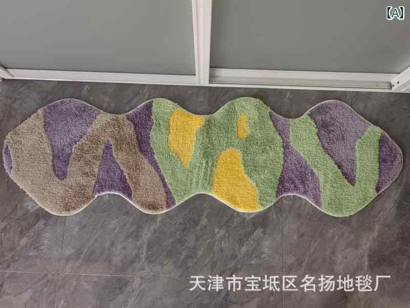 ラグ マット 床辺カーペット 長方形 長毛 厚手 防滑 吸水 クッション性 植绒 機織り 幾何学模様 洗濯機可 グレー系 ベッドサイド ベッドルーム 書斎 玄関 軽量 快適 インテリア
