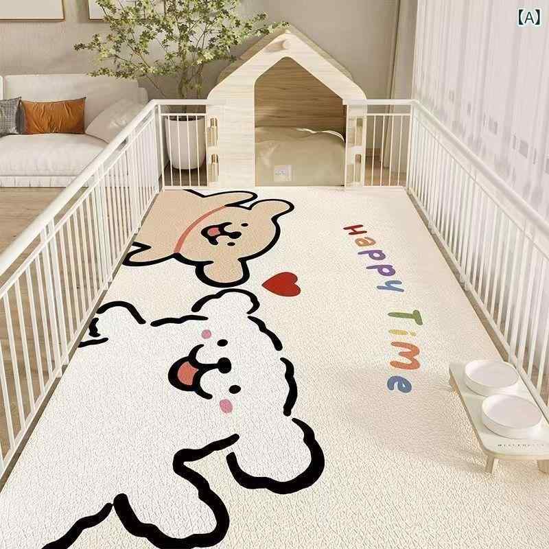 Kitchen Mats - ペット用 防水 防尿 地垫 PVC 素材 猫 犬 専用 厚手 免洗 防汚 クッション 柔軟 関節保護 四季通用 ラウンド ライン ドッグ 柄 グレー ベージュ ブラウン 室内 寝床 ラグ 滑り止め 通年使用 快適 寝具 ペットベッド フロアマット 洗いや
