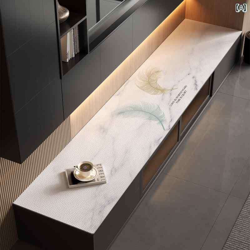 Rakuten - レザー テーブルマット 防水 防油 防滑 耐熱 耐久 長方形 家庭用 ダイニング キッチン 装飾 ダブルカラー 大理石柄 グレー ホワイト 軽量 薄型 汚れ防止 日常使い