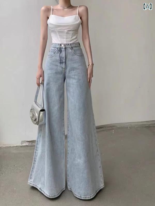 ワイドパンツ 女性用 夏用 ライトブルー デニ...の紹介画像2