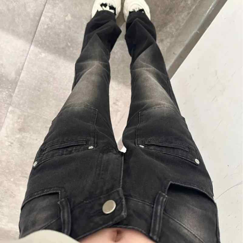 パンツ 女性用 高腰 デニムパンツ 春夏 黒 ワイドレッグ ストレート ミディアム厚 長丈 微喇 気質 通勤 スタイル 綿素材 コットン やりおろし加工 洗い加工 ゆったり スリム 効果 普段使い ビジネス カジュアル