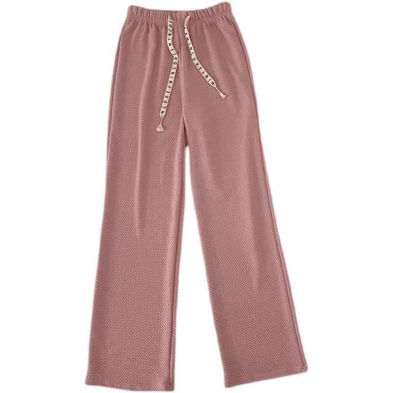 レディース 春夏 ワイドパンツ クロッチ ミッドライズ ユニセックス コットン混 ポリエステル ストレッチ 軽量 吸湿速乾 ゆったりシルエット ドローストリング プリーツ デザイン ロング丈 日常使い 快適 ホワイト グリーン ブラック ピンク ベージュ